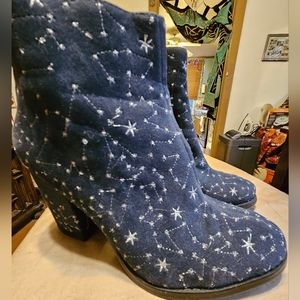 Anthropologie/Billy Ella Navy Constellation/Celestial/Cosmic Style Ankle Boots